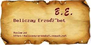 Beliczay Erzsébet névjegykártya